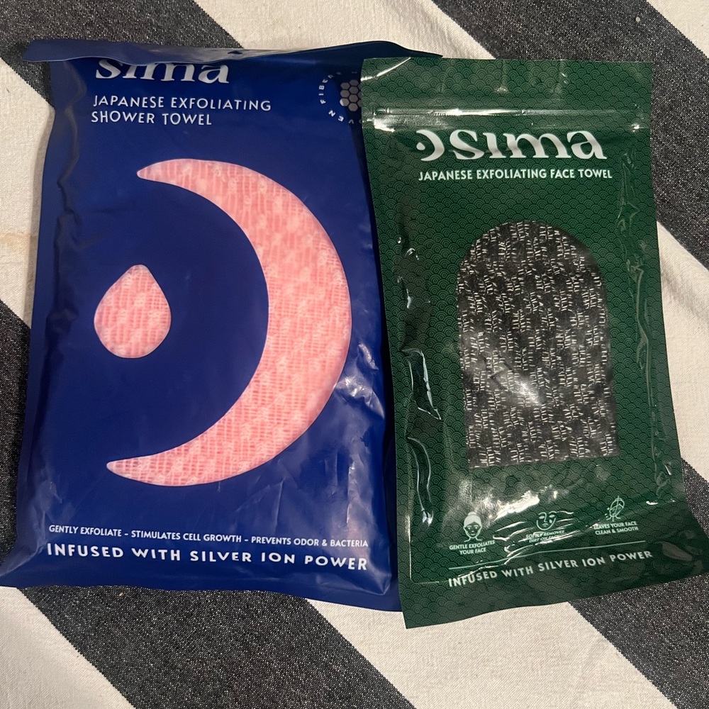 Sima Japanese Silver Ion Infused Exfoliating Shower & Face Towel